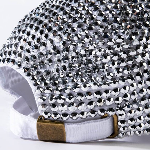 Callie Bride Bling: Pink & Silver Rhinestone Baseball Hat Bridal Wedding Cap - Picture 5 of 5